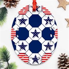 Patriotic Symbolic Red White Blue Oval Filigree Ornament (two Sides)