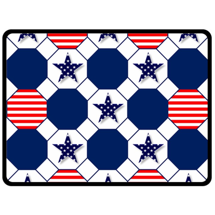 Patriotic Symbolic Red White Blue Two Sides Fleece Blanket (Large)