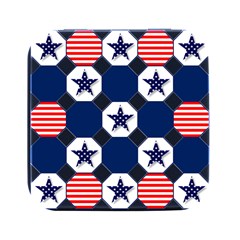 Patriotic Symbolic Red White Blue Square Metal Box (black) by Ravend