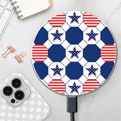 Patriotic Symbolic Red White Blue Wireless Fast Charger(white) by Ravend