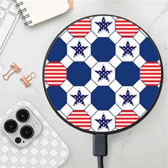 Patriotic Symbolic Red White Blue Wireless Fast Charger(black) by Ravend