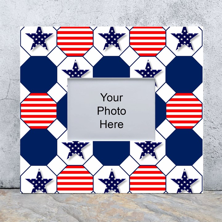 Patriotic Symbolic Red White Blue White Wall Photo Frame 5  x 7 