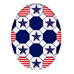 Patriotic Symbolic Red White Blue Oval Glass Fridge Magnet (4 Pack)