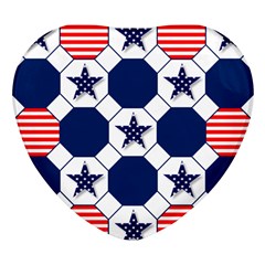 Patriotic Symbolic Red White Blue Heart Glass Fridge Magnet (4 Pack) by Ravend