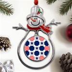 Patriotic Symbolic Red White Blue Metal Snowman Ornament Front