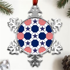 Patriotic Symbolic Red White Blue Metal Small Snowflake Ornament by Ravend