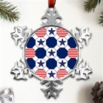 Patriotic Symbolic Red White Blue Metal Small Snowflake Ornament Front