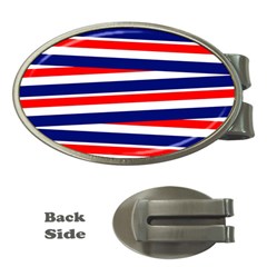 Red-white-blue-patriotic-ribbons Money Clips (oval)  by Ravend