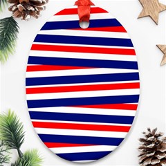 Red-white-blue-patriotic-ribbons Oval Ornament (two Sides)