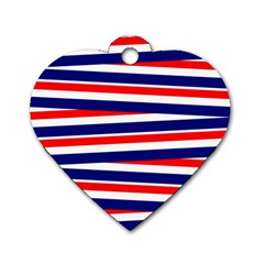 Red-white-blue-patriotic-ribbons Dog Tag Heart (two Sides) by Ravend