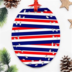 Red-white-blue-patriotic-ribbons Oval Filigree Ornament (two Sides)