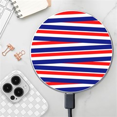 Red-white-blue-patriotic-ribbons Wireless Fast Charger(white) by Ravend