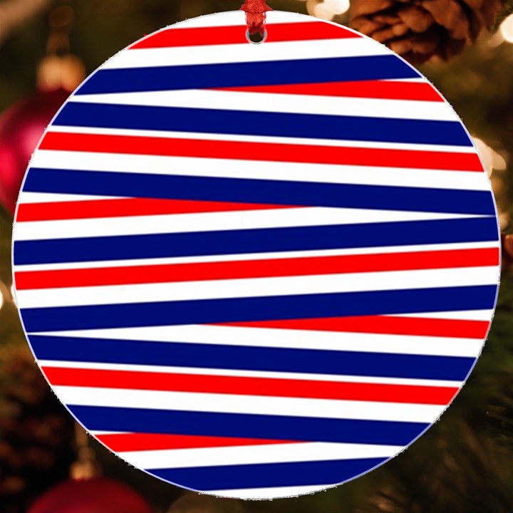 Red-white-blue-patriotic-ribbons UV Print Acrylic Ornament Round