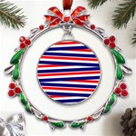 Red-white-blue-patriotic-ribbons Metal X mas Wreath Ribbon Ornament Front