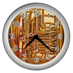 Tuba Valves Pipe Shiny Instrument Music Wall Clock (silver) by Ravend