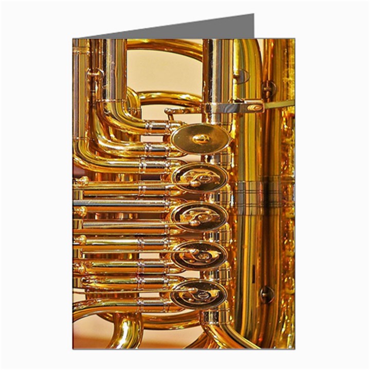 Tuba Valves Pipe Shiny Instrument Music Greeting Cards (Pkg of 8)