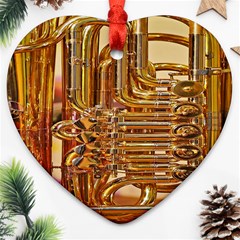 Tuba Valves Pipe Shiny Instrument Music Heart Ornament (two Sides)