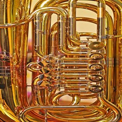 Tuba Valves Pipe Shiny Instrument Music Play Mat (square) by Ravend