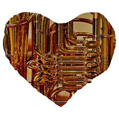 Tuba Valves Pipe Shiny Instrument Music Large 19  Premium Heart Shape Cushions by Ravend