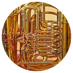 Tuba Valves Pipe Shiny Instrument Music Round Trivet by Ravend