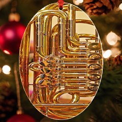 Tuba Valves Pipe Shiny Instrument Music Uv Print Acrylic Ornament Oval by Ravend