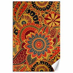 Bright Seamless Pattern With Paisley Mehndi Elements Hand Drawn Wallpaper With Floral Traditional In Canvas 24  X 36  by Ket1n9