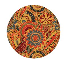 Bright Seamless Pattern With Paisley Mehndi Elements Hand Drawn Wallpaper With Floral Traditional In Mini Round Pill Box by Ket1n9