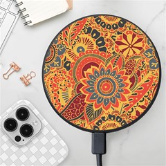 Bright Seamless Pattern With Paisley Mehndi Elements Hand Drawn Wallpaper With Floral Traditional In Wireless Fast Charger(black) by Ket1n9