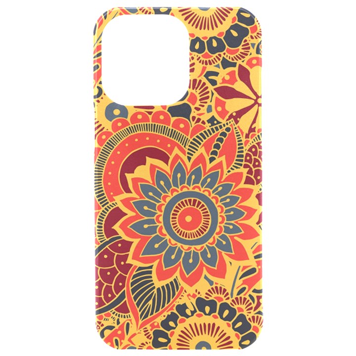 Bright Seamless Pattern With Paisley Mehndi Elements Hand Drawn Wallpaper With Floral Traditional In iPhone 15 Pro Max Black UV Print PC Hardshell Case