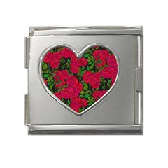 Seamless Pattern With Colorful Bush Roses Mega Link Heart Italian Charm (18mm)