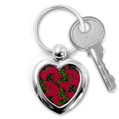 Seamless Pattern With Colorful Bush Roses Key Chain (heart) by Ket1n9