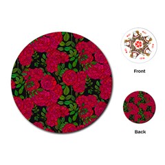 Seamless Pattern With Colorful Bush Roses Playing Cards Single Design (round)