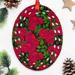 Seamless Pattern With Colorful Bush Roses Ornament (oval Filigree)