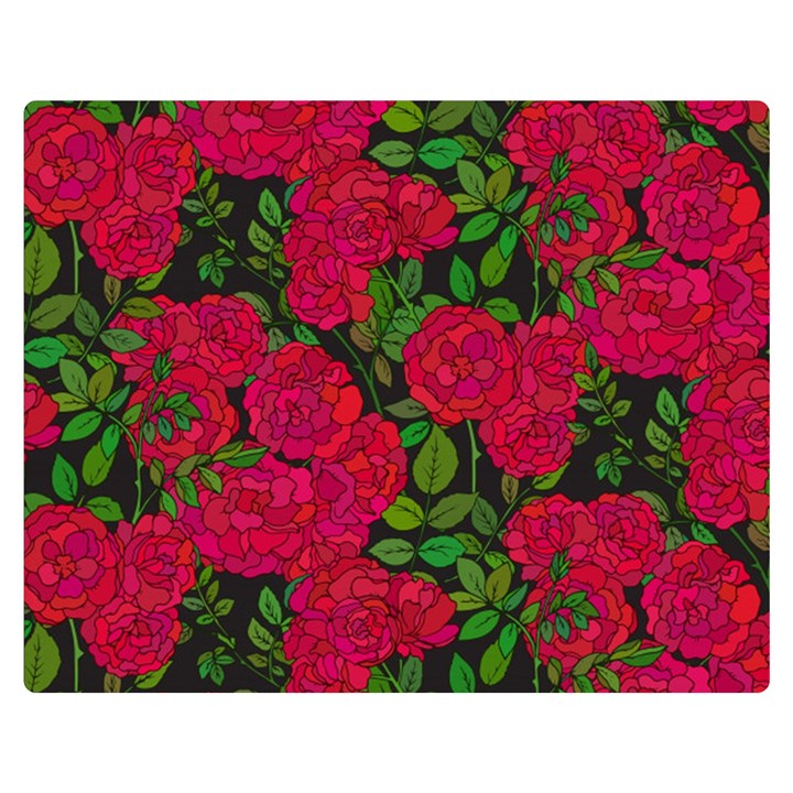 Seamless Pattern With Colorful Bush Roses Two Sides Premium Plush Fleece Blanket (Teen Size)