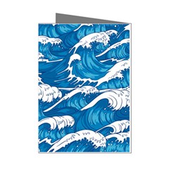 Storm Waves Seamless Pattern Raging Ocean Water Sea Wave Vintage Japanese Storms Print Illustration Mini Greeting Cards (pkg Of 8) by Ket1n9