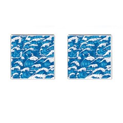 Storm Waves Seamless Pattern Raging Ocean Water Sea Wave Vintage Japanese Storms Print Illustration Cufflinks (square) by Ket1n9