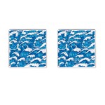 Storm Waves Seamless Pattern Raging Ocean Water Sea Wave Vintage Japanese Storms Print Illustration Cufflinks (Square) Front(Pair)