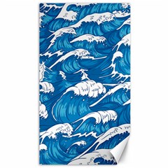 Storm Waves Seamless Pattern Raging Ocean Water Sea Wave Vintage Japanese Storms Print Illustration Canvas 40  X 72  by Ket1n9