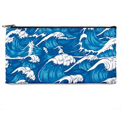 Storm Waves Seamless Pattern Raging Ocean Water Sea Wave Vintage Japanese Storms Print Illustration Pencil Case by Ket1n9