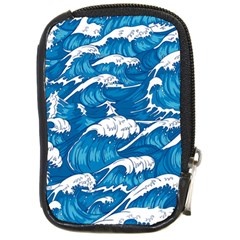 Storm Waves Seamless Pattern Raging Ocean Water Sea Wave Vintage Japanese Storms Print Illustration Compact Camera Leather Case by Ket1n9