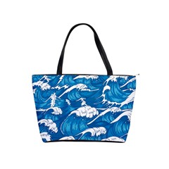 Storm Waves Seamless Pattern Raging Ocean Water Sea Wave Vintage Japanese Storms Print Illustration Classic Shoulder Handbag by Ket1n9