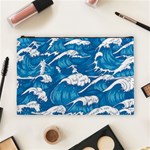 Storm Waves Seamless Pattern Raging Ocean Water Sea Wave Vintage Japanese Storms Print Illustration Cosmetic Bag (Large) Front