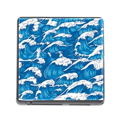 Storm Waves Seamless Pattern Raging Ocean Water Sea Wave Vintage Japanese Storms Print Illustration Memory Card Reader (square 5 Slot) by Ket1n9