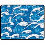 Storm Waves Seamless Pattern Raging Ocean Water Sea Wave Vintage Japanese Storms Print Illustration Fleece Blanket (Medium) 60 x50  Blanket Front