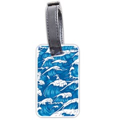 Storm Waves Seamless Pattern Raging Ocean Water Sea Wave Vintage Japanese Storms Print Illustration Luggage Tag (one Side) by Ket1n9