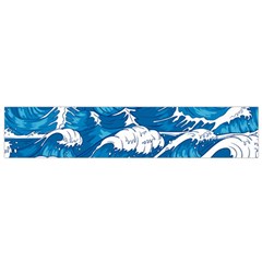 Storm Waves Seamless Pattern Raging Ocean Water Sea Wave Vintage Japanese Storms Print Illustration Small Premium Plush Fleece Scarf