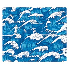 Storm Waves Seamless Pattern Raging Ocean Water Sea Wave Vintage Japanese Storms Print Illustration Premium Plush Fleece Blanket (small) by Ket1n9