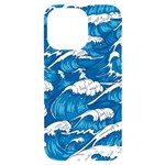 Storm Waves Seamless Pattern Raging Ocean Water Sea Wave Vintage Japanese Storms Print Illustration iPhone 14 Pro Max Black UV Print Case Front