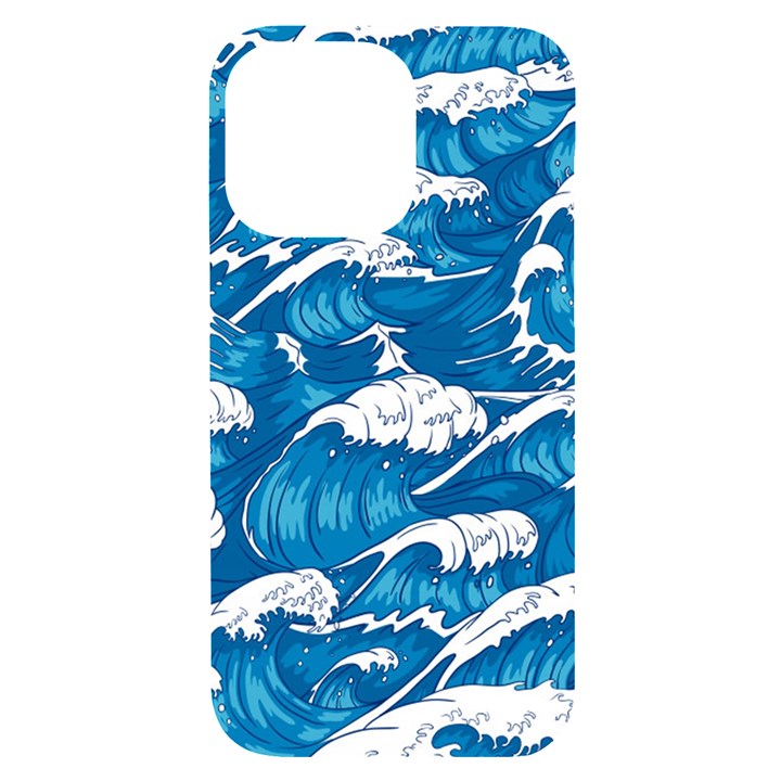 Storm Waves Seamless Pattern Raging Ocean Water Sea Wave Vintage Japanese Storms Print Illustration iPhone 14 Pro Max Black UV Print Case