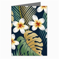 Seamless Pattern With Tropical Strelitzia Flowers Leaves Exotic Background Greeting Cards (pkg Of 8)